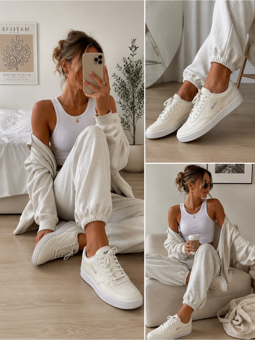 Nike Women’s Ivory Leather Lace Up Sneakers 8 Court Retro Premium Casual NEW